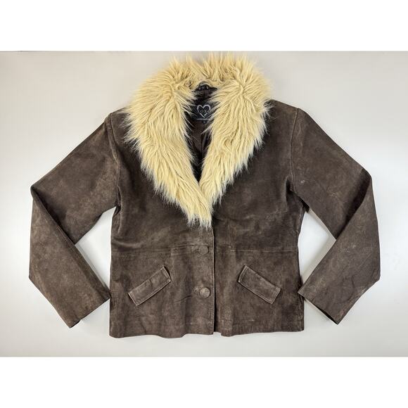 Vintage Y2K 90s 2000s XOXO Women’s Genuine Suede Leather Jacket XL Brown Phoebe - Picture 1 of 13